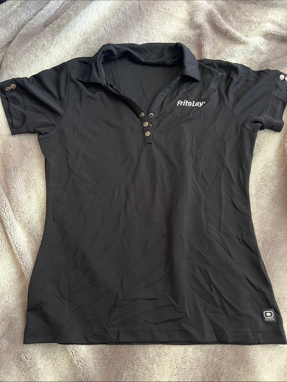 OGIO Women's Black Short Sleeve Polo with FritoLay Logo